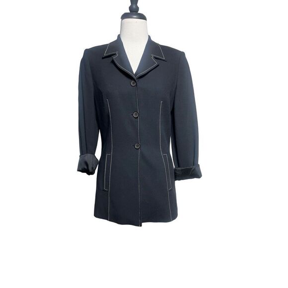 Tintoretto Navy Tailored Long Sleeve Wool Blazer Suit Jacket - Picture 1 of 6